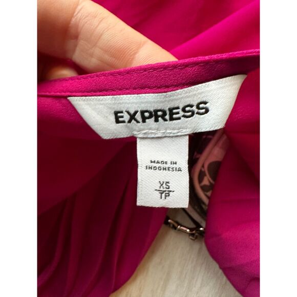 EXPRESS Hot Pink Open Front Pleated Balloon Sleeve Cropped Bolero Jacket Size XS - Picture 7 of 8